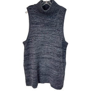 Woolrich Women’s Lambswool Blend Grey Mockneck Sweater Vest Tunic XL Lagenlook